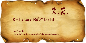 Kriston Rátold névjegykártya